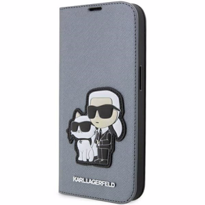Karl Lagerfeld KLBKP14XSANKCPG iPhone 14 Pro Max 6.7" bookcase hõbedane/hõbedane Saffiano Karl & Choupette