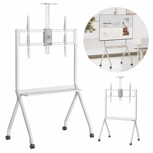 Maclean TV stand / cart, camera shelf, on casters, 55-100", max load 120kg/10kg shelf, max. VESA 900x600, valge, MC-114 W
