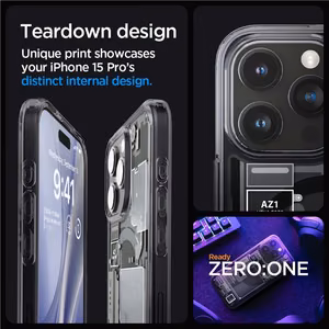 Spigen Ultra Hybrid Mag Ümbris with MagSafe jaoks iPhone 15 Pro - Dark hall (Zero One Pattern)