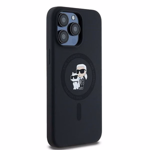 Чехол Karl Lagerfeld для iPhone 15 Pro Max совместимый с MagSafe KLHMP15XSCMKCRHK (Silicone KC Body Ring) чёрный