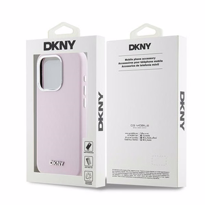 DKNY Liquid Silicone Small Metal Logo MagSafe ümbris jaoks iPhone 15 Pro - roosa