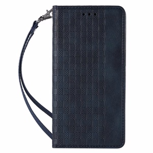 Magnet rihmaga ümbris Samsung Galaxy S22 + (S22 Plus) ümbris rahakott + Mini Lanyard ripats sinine