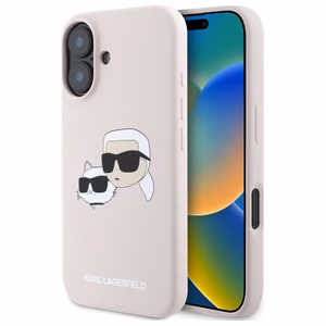 Karl Lagerfeld Silicone Nauble Heads Print MagSafe Ümbris jaoks iPhone 16 - Roosa