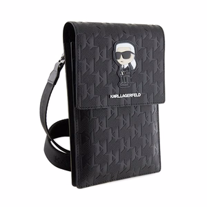 Karl Lagerfeld Saffiano Monogram Ikonik õlakott nutitelefonile, must