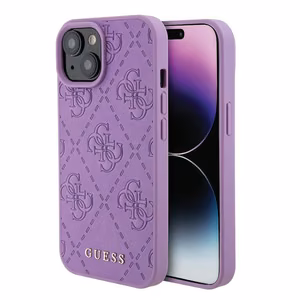 Guess GUHCP15SP4EPMU iPhone 15 6.1" lilla/light lilla hardcase Leather 4G Stamped