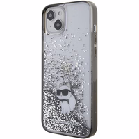 Karl Lagerfeld Liquid Glitter Choupette ümbris jaoks iPhone 15 Plus - läbipaistev