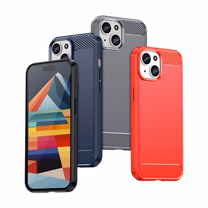 Flexible Carbon Ümbris with a carbon pattern jaoks iPhone 15 - sinine