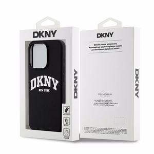 DKNY Liquid Silicone Valge Printed Logo MagSafe iPhone 15 Pro Ümbris - Must