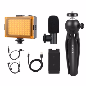 Puluz otseülekande salvestuskomplekt kolmjalg + LED valgus + mikrofon + telefoni klamber PKT3132B