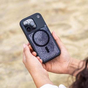 STM Relax Sand MagSafe ümbris seadmele iPhone 15 Pro Max, must ja hall