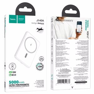 Powerbank compatible with MagSafe Hoco 5000 mAh QC PD 2A 20W ultra-thin J140A valge