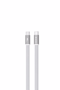 Devia Ultra3 USB-C PD 240W metallist punutud lame kiirlaadimise kaabel 1,5 m valge