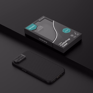 Nillkin CarboProp magnetiline ümbris koos kaamerakatega ja alusega iPhone 16e / 17e jaoks, must