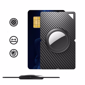 Airtag Carbon Fiber Pattern Wallet Card Case - Black