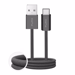 Puro Fabrik 2.0 10W USB-A - USB-C Braided Kaabel 1.5m - tumeroheline