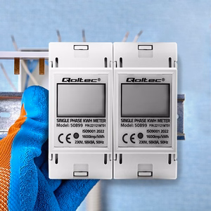 Qoltec 50899 – ühefaasiline elektrooniline elektriarvesti, 230 V, LCD, 2P, DIN-liist