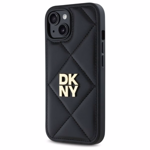 DKNY Quilted Stack Logo iPhone 15 Ümbris - Must