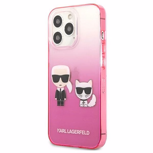 Чехол Karl Lagerfeld для iPhone 13 Pro KLHCP13LTGKCP (K Choupette Centered) градиент розовый