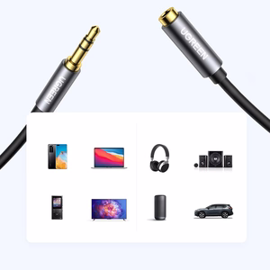 Ugreen AV118 10592 kaabel 3.5 mm mini jack (pistik) / 3.5 mm mini jack (pesa) 1m - hõbedane