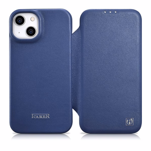 Чехол iCarer CE Premium Leather Folio для iPhone 14 Plus магнитный с откидной крышкой MagSafe синий