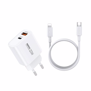 Зарядное устройство Remax RP-U120 20W USB-C/USB-A + кабель USB-C – Lightning 1.0м белое