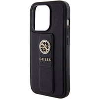 Guess Grip Stand 4G Saffiano Strass ümbris jaoks iPhone 15 Pro Max - must