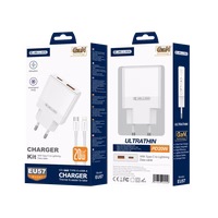 JELLICO Seinalaadija EU57 PD 20W 1xUSB-C + 1xUSB QC3.0 + kaabel USB-C - Lightning valge