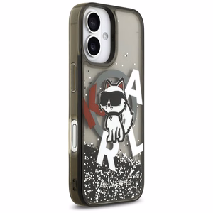 Karl Lagerfeld Liquid Glitter Choupette Logo MagSafe iPhone 17 Ümbris - Must