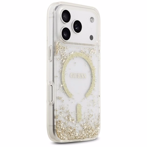 GUESS ümbris jaoks IPHONE 17 Pro compatible with MagSafe GUHMP17LRGRGED (Resin Bottom Glitter) kuldne