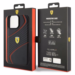 Ferrari Twist Metal Logo ümbris iPhone 15 Pro Max must