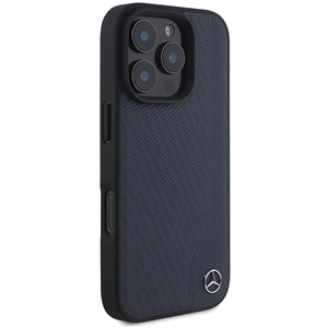 Mercedes MB Wood Imitation Leather MagSafe Ümbris jaoks iPhone 16 Pro Max - tumesinine