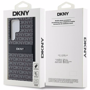 DKNY Leather Mono Stripe & Metal Logo ümbris jaoks Samsung Galaxy S24 Ultra - must