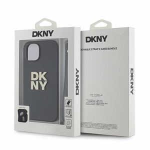 DKNY Wrist Strap Stock Logo ümbris jaoks iPhone 15 / 14 / 13 - must