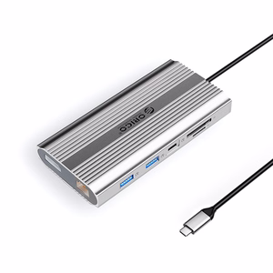 Orico XDR 12in1 USB-C Docking Station USB-A USB-C 2x HDMI 4K 60Hz DisplayPort 4K 60Hz RJ45 Gigabit PD 100W SD and microSD Card Reader - Silver