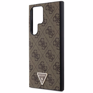 Guess Grip Stand 4G Triangle Strass Ümbris jaoks Samsung Galaxy S24 Ultra - Brown