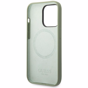 Guess Silicone Logo Plate MagSafe ümbris jaoks iPhone 14 Pro Max - roheline