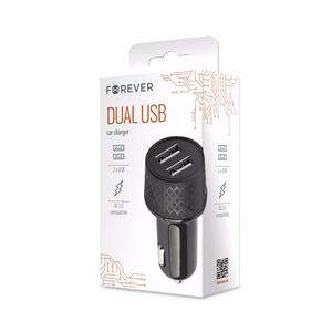 Forever автомобильное зарядное устройство 1xUSB 2,4A + 1xUSB QC 3.0 LA-03 черный