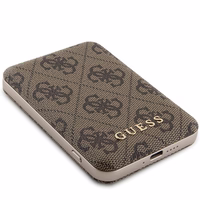 Guess Powerbank induktiivne 15W GUPB5FP4EMGW 5000mAh pruun/pruun 4G nahast metallist logo MagSafe