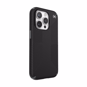 Speck Presidio2 Grip MagSafe ümbris seadmele iPhone 15 Pro, must kiltkivihallide detailidega