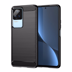 Carbon Case для Xiaomi Poco F4 5G гибкая силиконовая карбоновая накладка чёрный