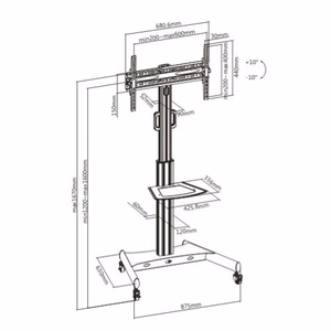 Mobile cart jaoks interactive displays 32"-65"