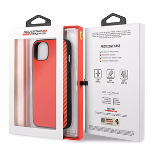 Ferrari FESAXHCP13SRE iPhone 13 mini 5.4" punane/punane kõvakott On Track Carbon Stripe