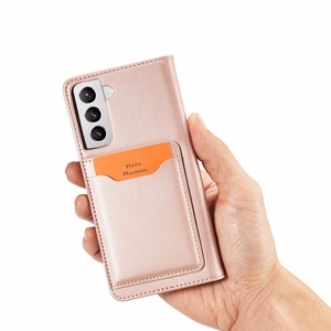 Magnetkaardi ümbris Samsung Galaxy S22 + (S22 Plus) Kott rahakott kaardihoidja roosa