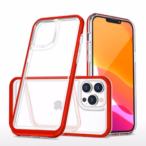 Läbipaistev 3in1 ümbris iPhone 13 Pro Max raamkate geel punane