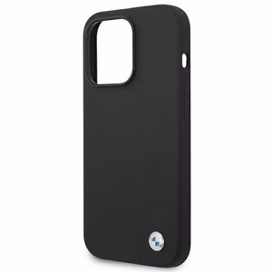 BMW Silicone Metal Logo Ümbris jaoks iPhone 14 Pro - must