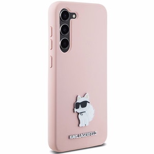 Karl Lagerfeld Silicone Choupette Metal Pin чехол для Samsung Galaxy S23+ - розовый