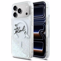 Karl Lagerfeld Liquid Glitter Karl Script Logo MagSafe Ümbris for iPhone 17 Pro Max - Clear