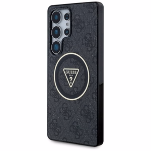 Guess 4G Glitter Triangle Buttons MagSafe Ümbris jaoks Samsung Galaxy S25 Ultra must