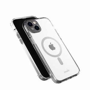 Moshi iGlaze ümbris seadmele iPhone 14 Plus, MagSafe'iga ühilduv, läbipaistev Meteorite Gray detailidega