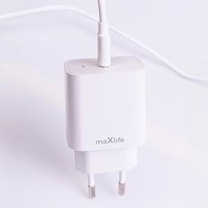 Maxlife MXTC-06-20C PD QC laadija 1x USB-C 20W valge + USB-C - Lightning kaabel 20W
